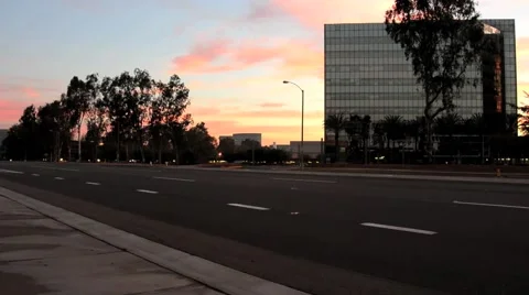 Sunrise Office Buildings Stock Footage 44508469