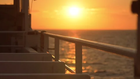 Sunrise from the open deck cabin of ferry cruise ship Stock Footage 94194144