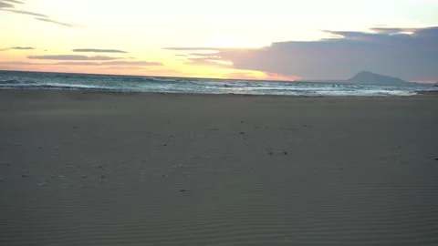 Sunrise or sunset in the beach, in a windy day- Stock Footage 166794240
