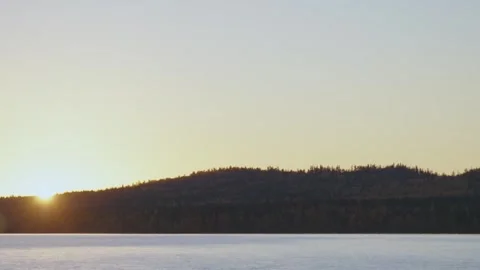 Sunrise or Sunset Over Forested Hills and Lake in Southern Urals, Russia Video stock 325466388