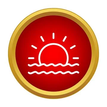 Sunrise or sunset over ocean line icon Illustrazione stock