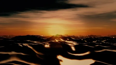 Sunrise or sunset over rough ocean waves animation low-angle pov Stock Footage 276289542