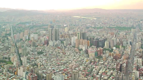 Sunrise or sunset time-lapse urban panorama view of Taipei, Taiwan Stock Footage 63908710