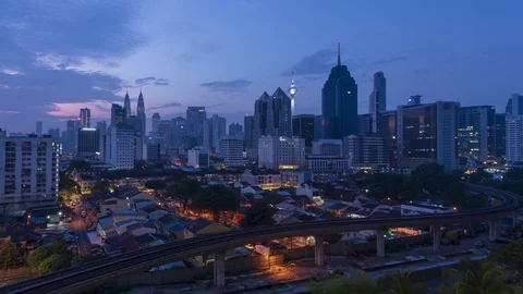 Sunrise or sunset time lapse of Kuala Lumpur, Malaysia Video stock 105327670