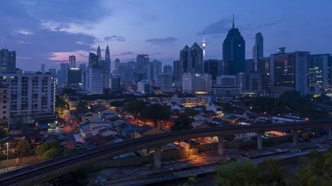 Sunrise or sunset time lapse of Kuala Lumpur, Malaysia Stock Footage 105327677