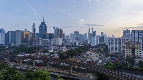 Sunrise or sunset time lapse of Kuala Lumpur, Malaysia Stock Footage 105327679