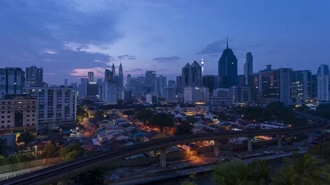 Sunrise or sunset time lapse of Kuala Lumpur, Malaysia Stock Footage 105327684