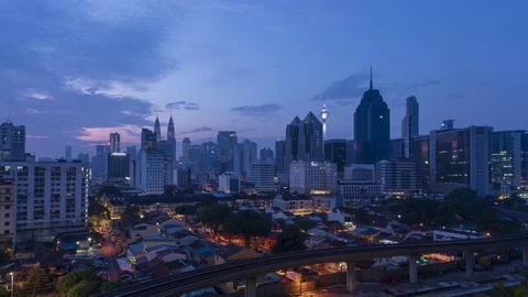 Sunrise or sunset time lapse of Kuala Lumpur, Malaysia Stock Footage 105327685
