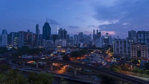 Sunrise or sunset time lapse of Kuala Lumpur, Malaysia Stock Footage 105328320