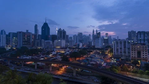 Sunrise or sunset time lapse of Kuala Lumpur, Malaysia Stock Footage 105328321