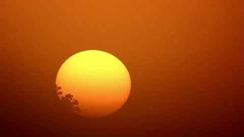 Sunrise, orange sky, clouds,  morning nature landscape Stock Footage 201612220