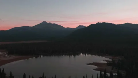 Sunrise in Oregon during wildfires 2020 with pink smoke-filled sky Stock Footage 139019388