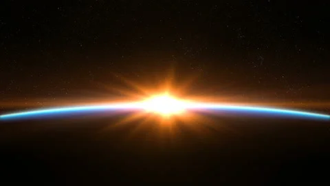 Sunrise in Outer Space Beautiful High Detailed 3d Animation Stock Footage 131244357