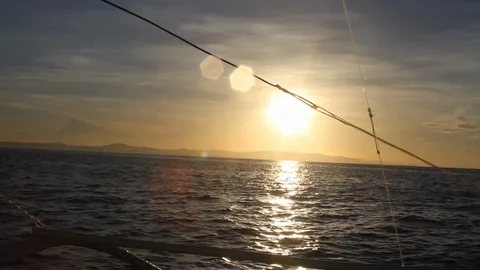 Sunrise from an outrigger in Philippines Stock Footage 129810713