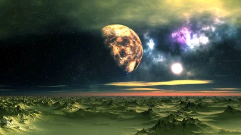 Sunrise over the Alien Desert Stock Footage 97328892