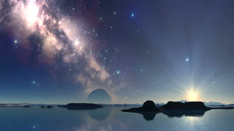 Sunrise over the Alien Lake Stock Footage 131649776