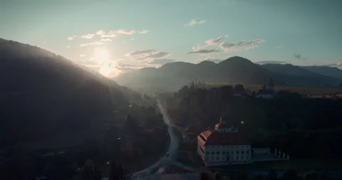 Sunrise Over Alpine Road Stock Footage 313799479
