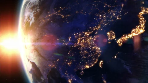 Sunrise over Asia. Earth seen from space. Stock Footage