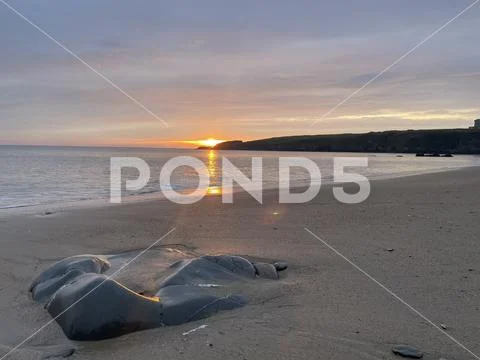 Sunrise over baginbun Beach Stock Photos