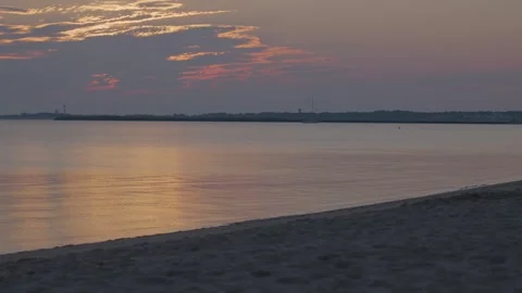 Sunrise Over Beach Behind Clouds Ocean Sea Stock Footage 251806655