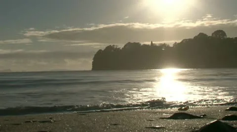 Sunrise over beach Stock Footage 10710278