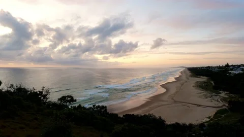Sunrise over the beach from a mountain Stock Footage 171453249