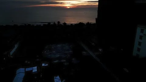 Sunrise over the beach slow motion drone flight 1 Video stock 252015061