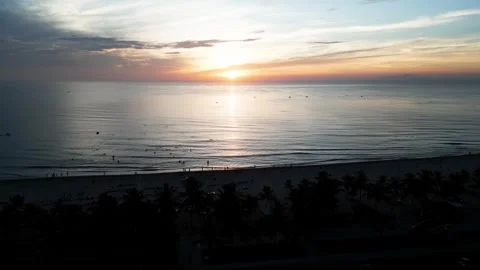 Sunrise over the beach slow motion drone flight 2 Video stock 252015063