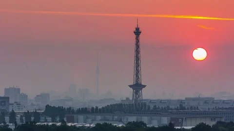 Sunrise over Berlin, Germany. Stock Footage