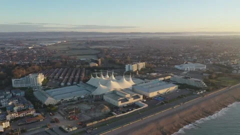 Sunrise over Bognor Regis drone 4K England UK Stock Footage 163601994