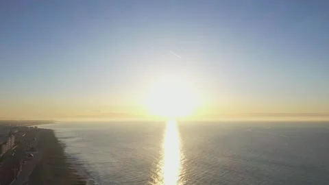 Sunrise over Bognor Regis drone 4K England UK Stock Footage 163602872