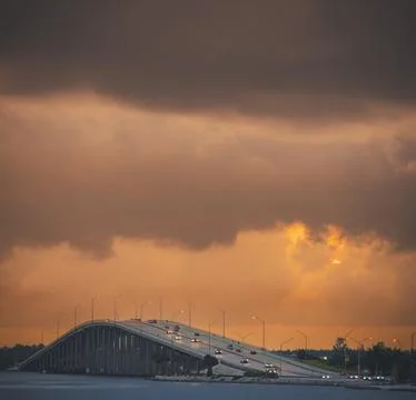 Sunrise over the bridge key Biscayne miami Stock Photos