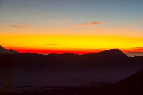 Sunrise over Bromo mountain, Java, Indonesia Colorful sunrise over Bromo v... Stock-Fotos