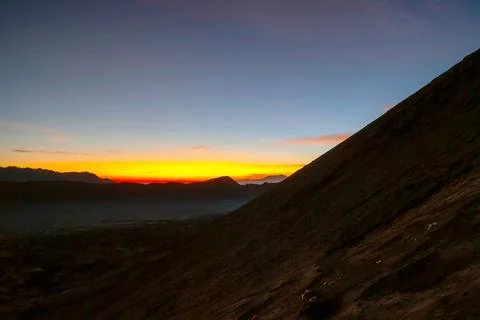 Sunrise over Bromo mountain, Java, Indonesia Colorful sunrise over Bromo v... Stock-Fotos