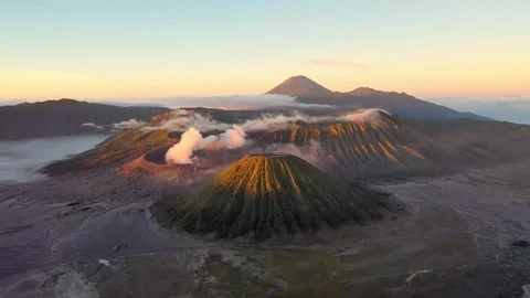 Sunrise over Bromo Volcano Stock Footage 244632699