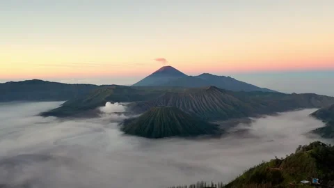 Sunrise over Bromo Volcano Stock Footage 244633243