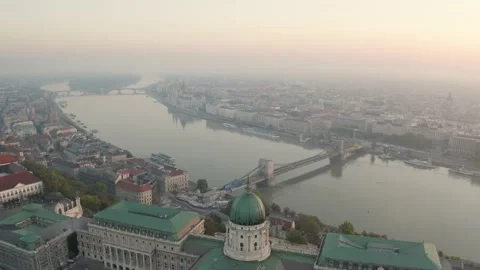 Sunrise over Budapest, Hungary - 4k Aerial Drone Footage Stock Footage 219242552