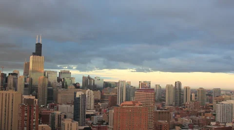 Sunrise over Chicago's Sears Tower time lapse #1 Stock Footage