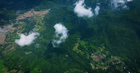 Sunrise Over Cloud-Covered Mountain - Drone Footage Stock Footage 309557597