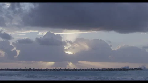 Sunrise Over Clouds in Cancun, Mexico. Caribbean Sea Stock Footage 231798166