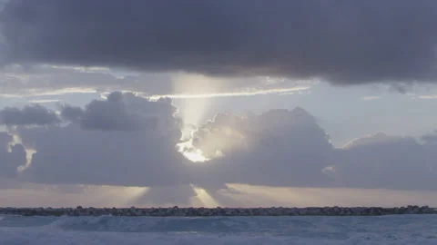 Sunrise Over Clouds in Cancun, Mexico. Caribbean Sea Stock Footage 236104690