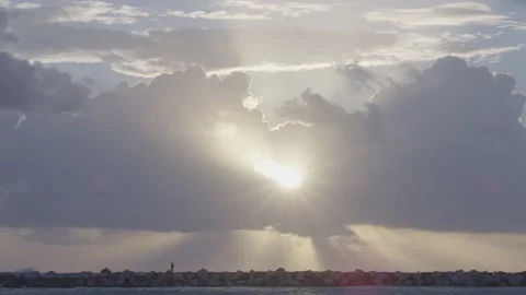 Sunrise Over Clouds in Cancun, Mexico. Caribbean Sea Stock Footage 236104807