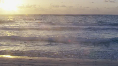 Sunrise Over Clouds in Cancun, Mexico. Caribbean Sea Stock Footage 236118586