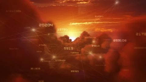 Sunrise over clouds with growing social networks. More options in my portfolio. Stock-Footage 54839596