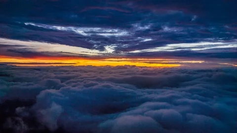 Sunrise over clouds view from Adam's Peak Sri Lanka a very beautiful sunrise Stock Footage 124879469