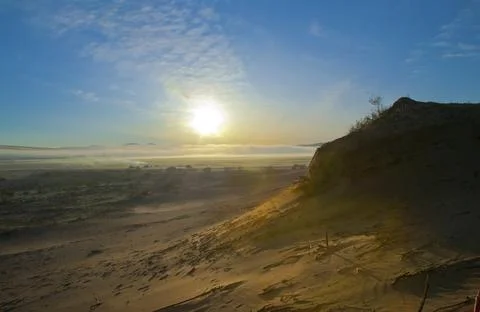 Sunrise over the desert 库存照片