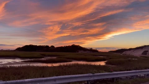 Sunrise over dunes during fall in Massachusetts, 2022 Stock-Footage 243037734