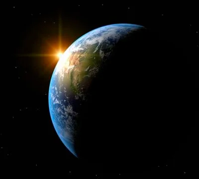 Sunrise over earth, artwork Stock Illustration
