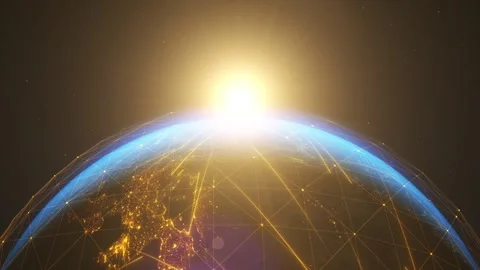Sunrise over Earth captured from space, vibrant orange and golden rays Stock-Footage 281599755