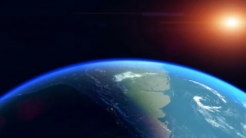 Sunrise Over The Earth. Globe with City Night Lights. Southern Hemisphere. Stock Footage